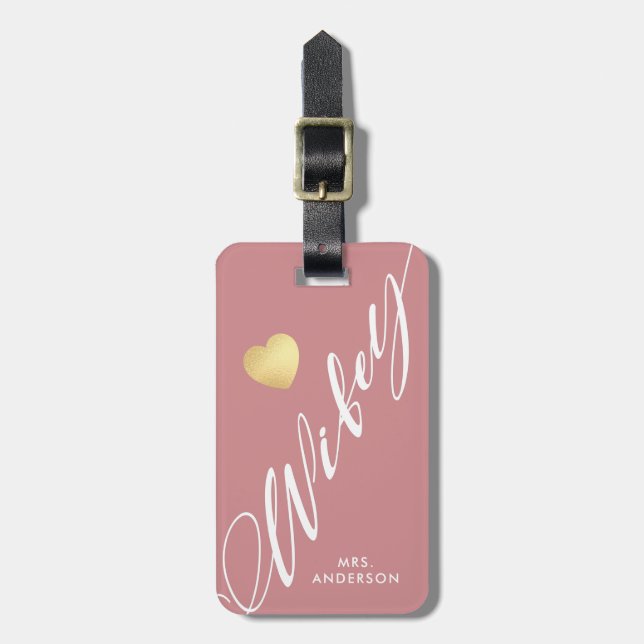 Wifey | Personalized Honeymoon Bride Luggage Tag (Front Vertical)