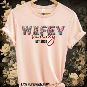 Wifey-Personalized Wifey-Floral Pastel Alphabet T-Shirt