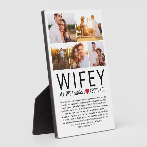 Wifey Photo Collage Things We Love About You List Plaque