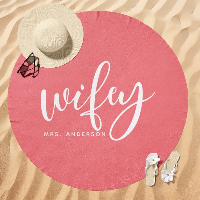 Wifey Pink and White Bride Beach Towel (Creator Uploaded)