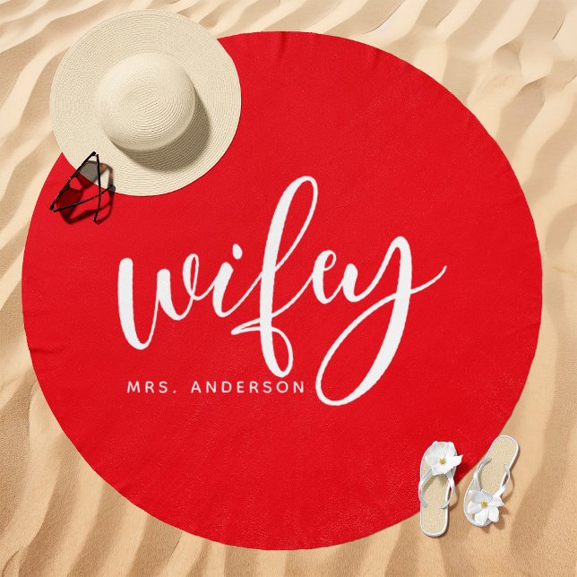 Wifey Red and White Bride Beach Towel (Creator Uploaded)