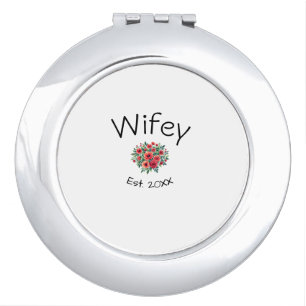 Wifey red floral est Year future wife valentine's Compact Mirror