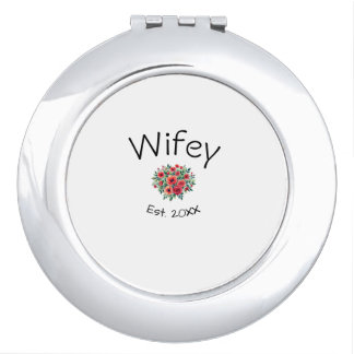 Wifey red floral est Year future wife valentine's Compact Mirror