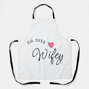 Wifey red heart est. Year future wife valentine's  Apron