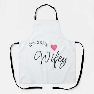 Wifey red heart est. Year future wife valentine's Apron