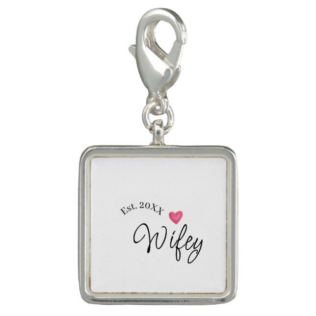 Wifey red heart est. Year future wife valentine's  Charm (Front)