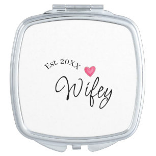 Wifey red heart est. Year future wife valentine's Compact Mirror