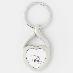 Wifey red heart est. Year future wife valentine's Keychain