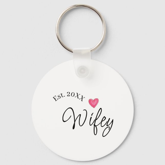 Wifey red heart est. Year future wife valentine's  Keychain (Front)