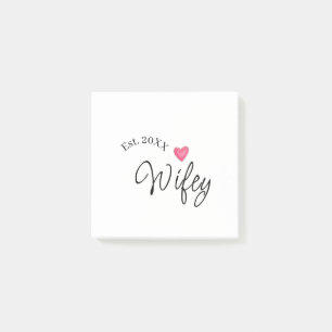 Wifey red heart est. Year future wife valentine's  Post-it Notes
