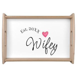Wifey red heart est. Year future wife valentine's Serving Tray