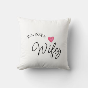 Wifey red heart est. Year future wife valentine's Throw Pillow