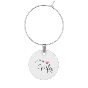 Wifey red heart est. Year future wife valentine's Wine Charm