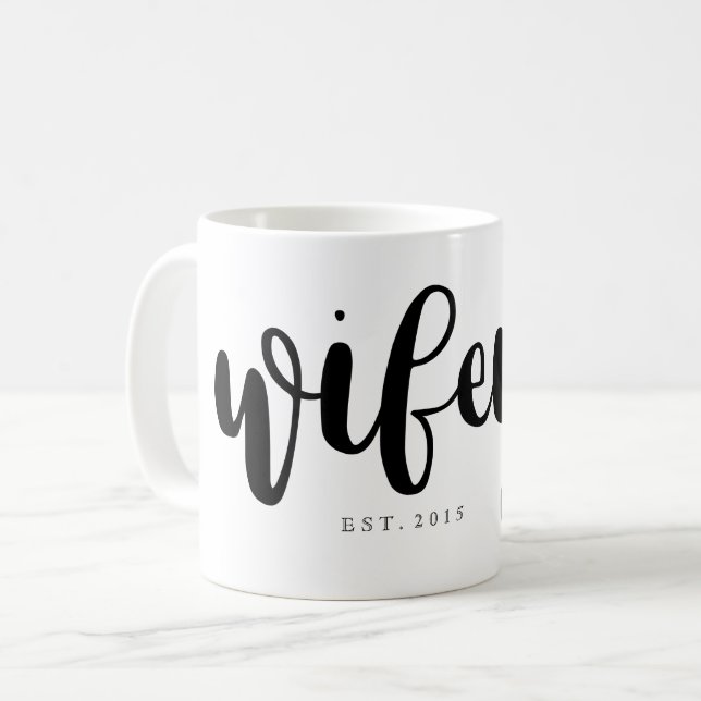 Wifey Script Pink Heart Coffee Mug (Front Left)