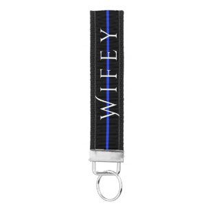 Wifey Thin Blue Line Police Wife Officer Key Chain