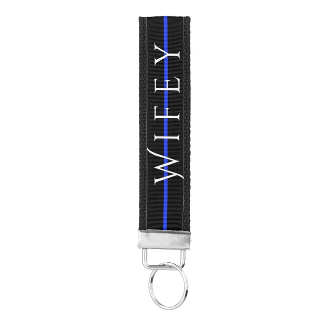 Wifey Thin Blue Line Police Wife Officer Key Chain (Keys on Bottom)