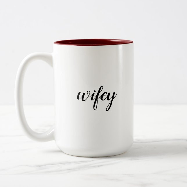 Wifey wedding Two-Tone coffee mug (Left)