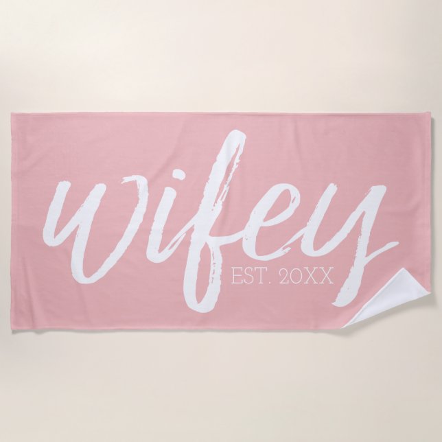 Wifey - Whimsical Calligraphy for the Bride Beach Towel (Front)