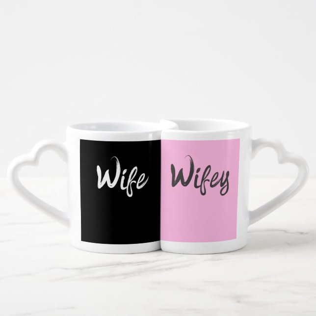 Wifey & Wife Lesbian Couple's Mug - LGBTQ+ (Front Nesting)
