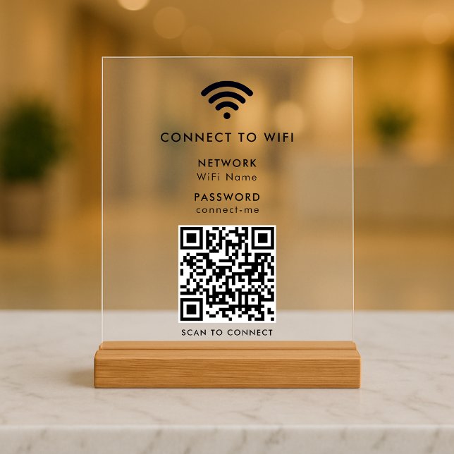 WiFi Acrylic Tabletop Sign | QR Connect Network (Creator Uploaded)