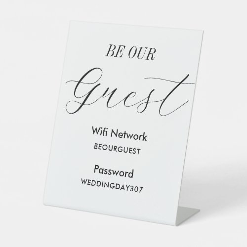 WiFi Be Our Guest Black White Wedding  Pedestal Sign