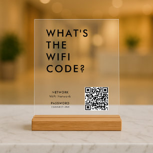 WiFi Code Acrylic Sign QR Connect Wi-Fi Network