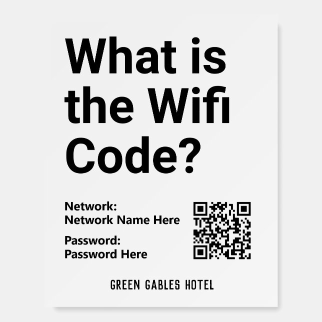 WiFi Code Instructions with QR Code on a Foam Board (Front)