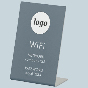 WiFi Code Logo Business Internet Charcoal Gray Pedestal Sign