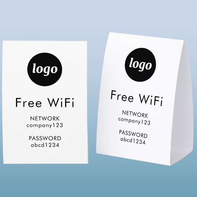 WiFi Code Logo Business Internet Paper Table Tent (Simple logo with custom text business branding promotional wifi password code table tent sign)