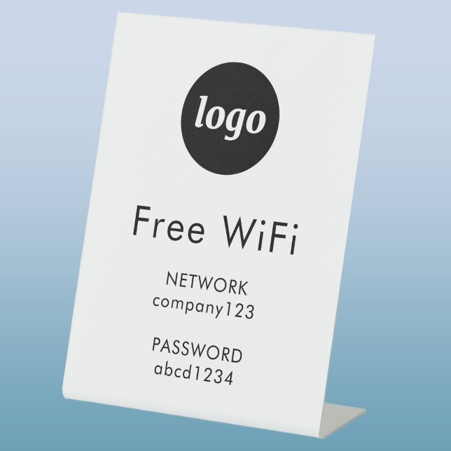 WiFi Code Logo Business Internet Pedestal Sign (Simple logo with custom text business branding promotional wifi code password pedestal sign)
