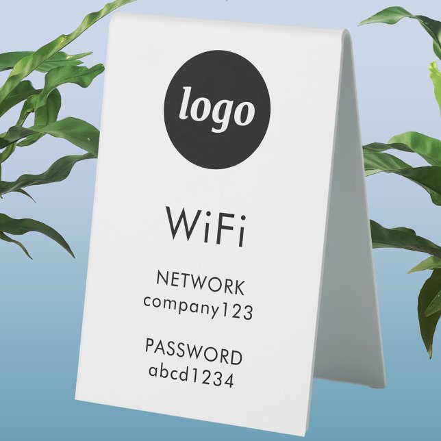 WiFi Code Logo Business Internet Table Tent (Simple logo business branding promotional Wifi internet code network password table tent sign)
