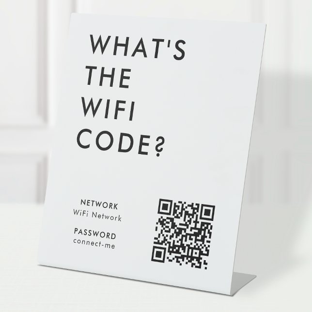 WiFi Code Tabletop Sign | QR Connect Wi-Fi Network (What's the WiFi Code? tabletop sign with QR code to connect seamlessly to your Wi-Fi)