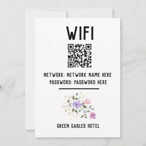 WiFi Code With QR Code  Floral Design Holiday Card