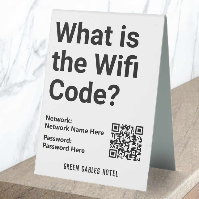 WiFi Code with QR Code on a Table Tent (Creator Uploaded)