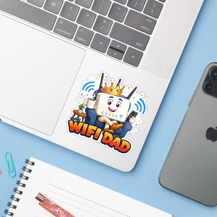 WIFI DAD Funny Router Character Sticker