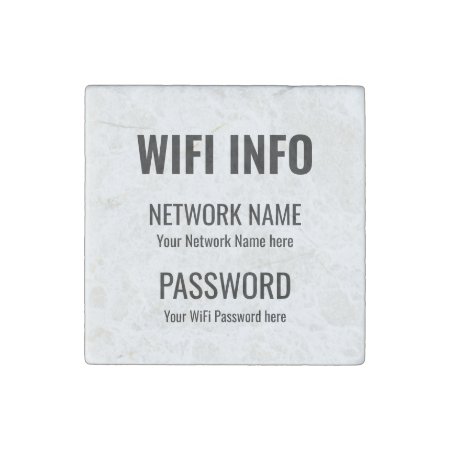 Wifi Details Simple Black Typography Stone Magnet
