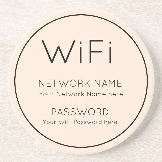 WiFi Details Simple typography Single Line Border Coaster (Front)