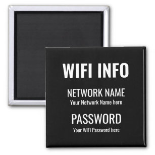 WiFi Details Simple White Typographical Black Magnet