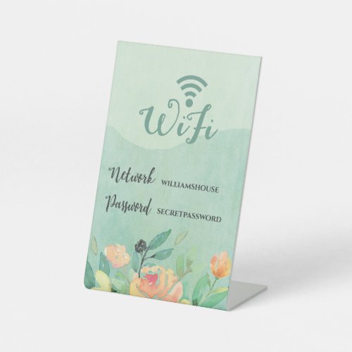 WiFi Family Guest Office Floral Password Internet Pedestal Sign
