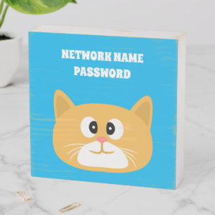 Wifi Ginger Cat Wooden Box Sign