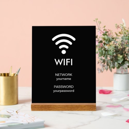Wifi Icon Network Password Hospitality Business Acrylic Sign