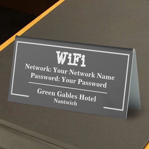 WiFi Information Network and Password Table Tent Sign