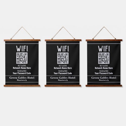 WiFi Instructions with QR Code Hanging Tapestry