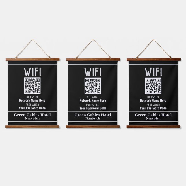 WiFi Instructions with QR Code Hanging Tapestry (Triple)