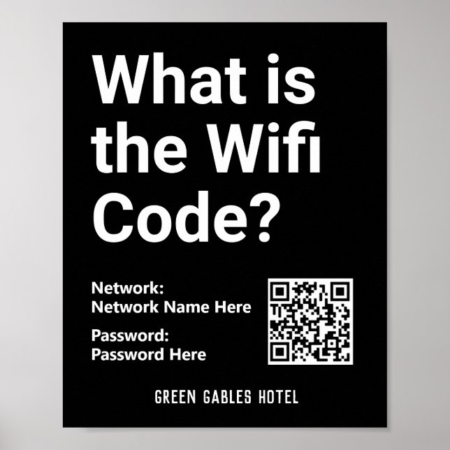 WiFi Instructions with QR Code on a Poster (Front)