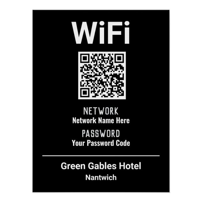 WiFi Instructions With QR Code Poster (Front)