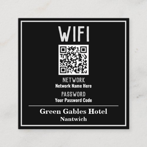 WiFi Instructions With QR Code Square Business Card