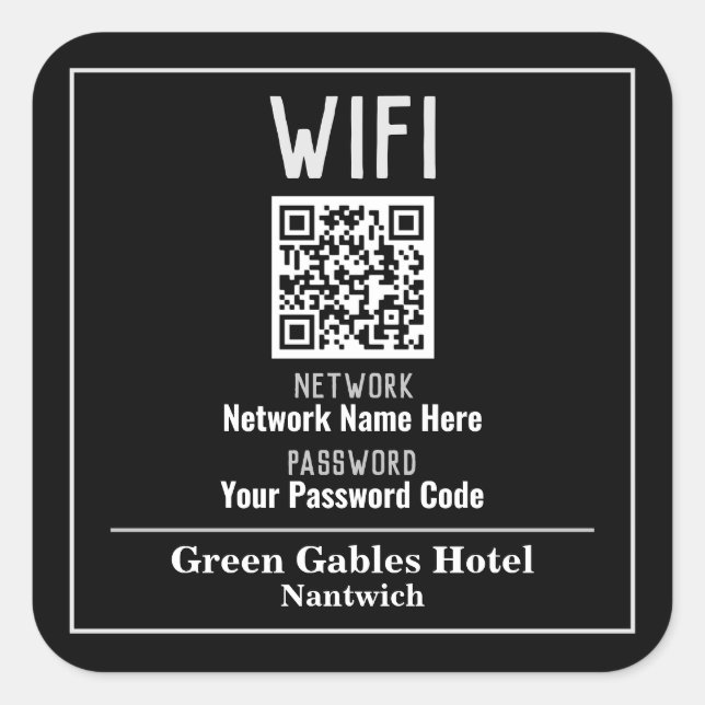 WiFi Instructions With QR Code Square Sticker (Front)