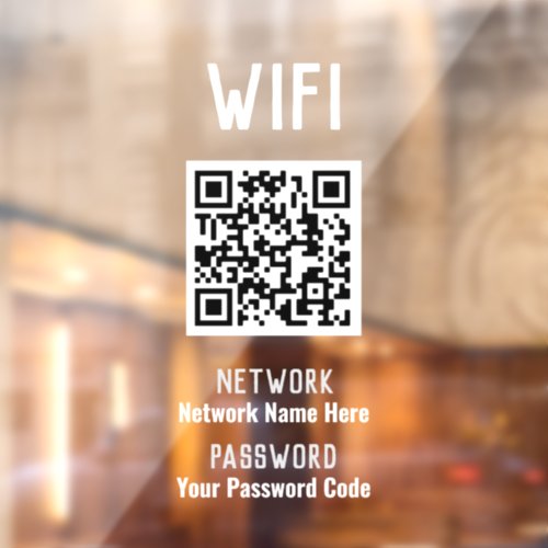 WiFi Instructions With QR Code Window Cling