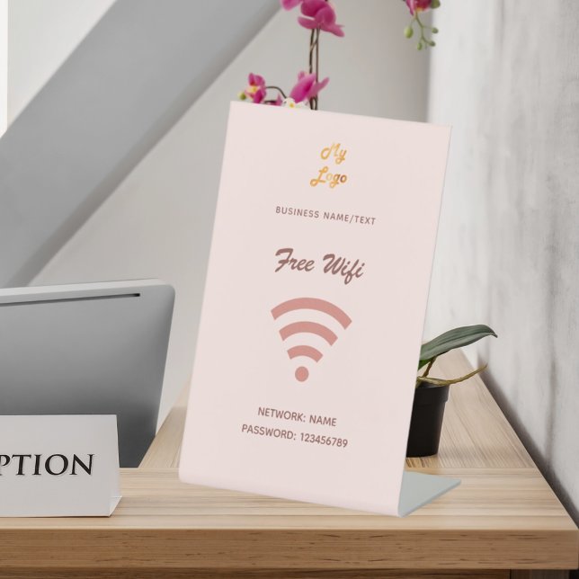 Wifi internet business logo blush rose gold pedestal sign (Creator Uploaded)